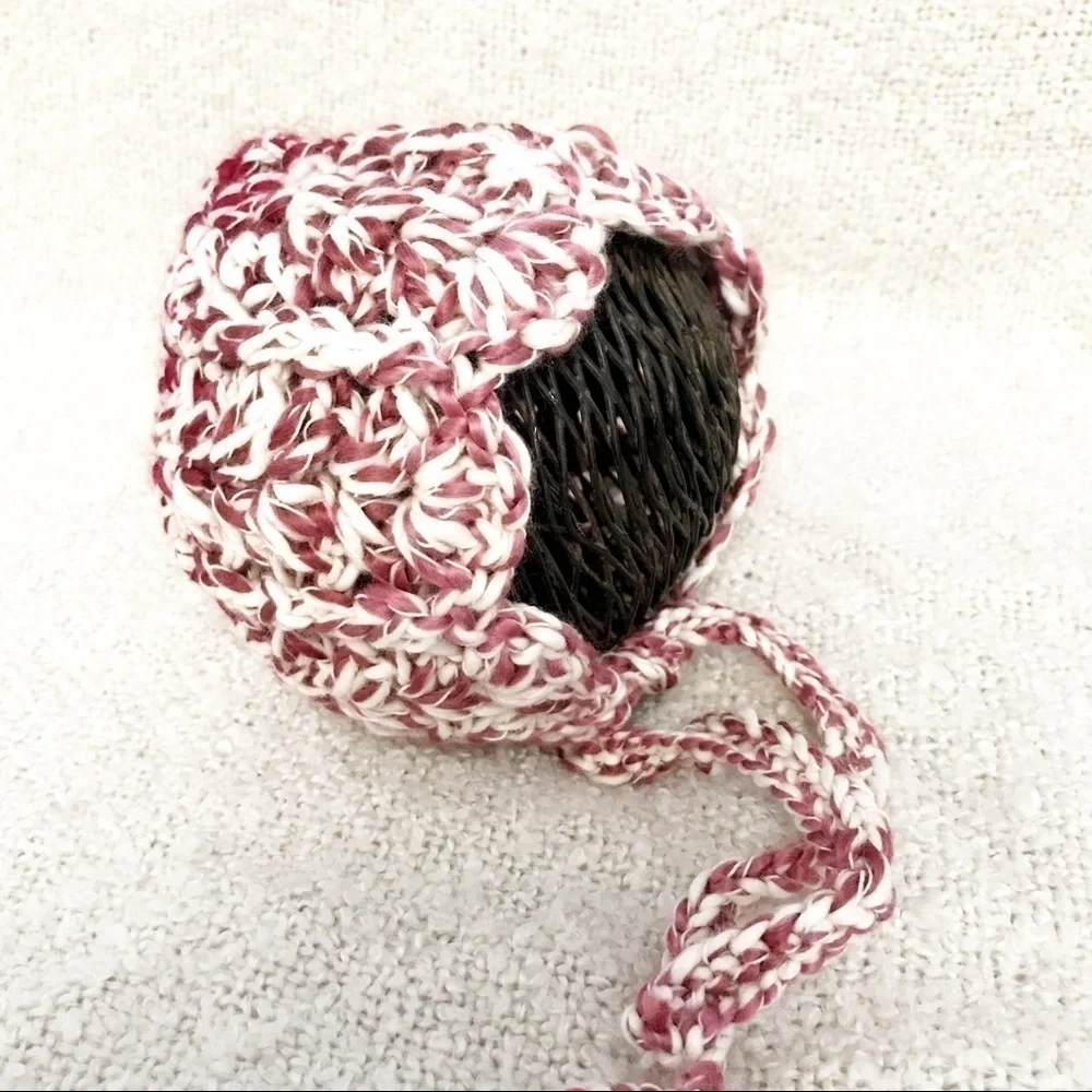 Handmade Chunky Christmas Knit Newborn Baby Bonnet